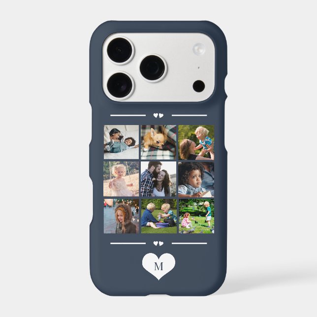 Modern simple photo collage navy monogram (Back)