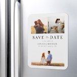 Modern Simple Photo Collage Wedding Save the Date Magnet<br><div class="desc">Create your own wedding save the date magnets featuring 3 of your favourite photos. Modern typography design with simple 3 photo collage.</div>