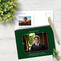 Modern Simple Photo Forest Green Grad Thank You