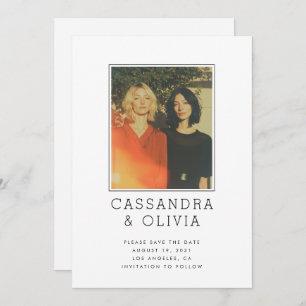 Modern Simple Photo Frame QR Code Wedding Save The Date