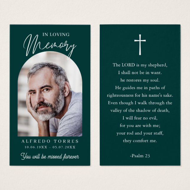 Modern Simple Photo Funeral Memorial Prayer Cards (Front & Back)