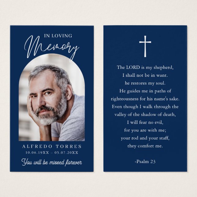 Modern Simple Photo Funeral Memorial Prayer Cards (Front & Back)