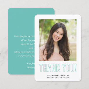 modern simple photo GRAD THANK YOU mint green
