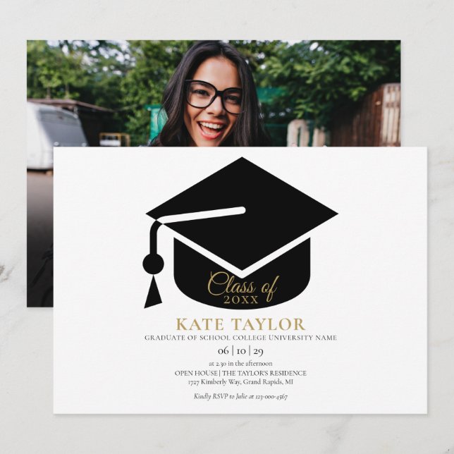 Modern Simple Photo Graduation Party Invitation (Front/Back)