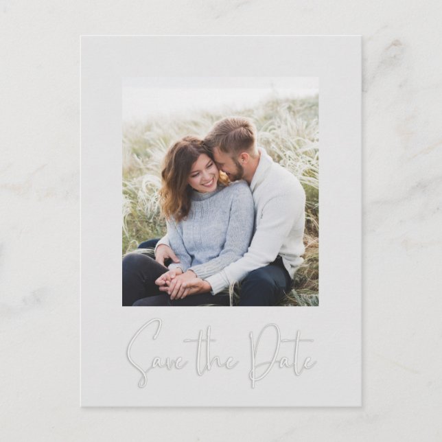 Modern Simple Photo Grey Minimalist Calligraphy Postcard (Front)