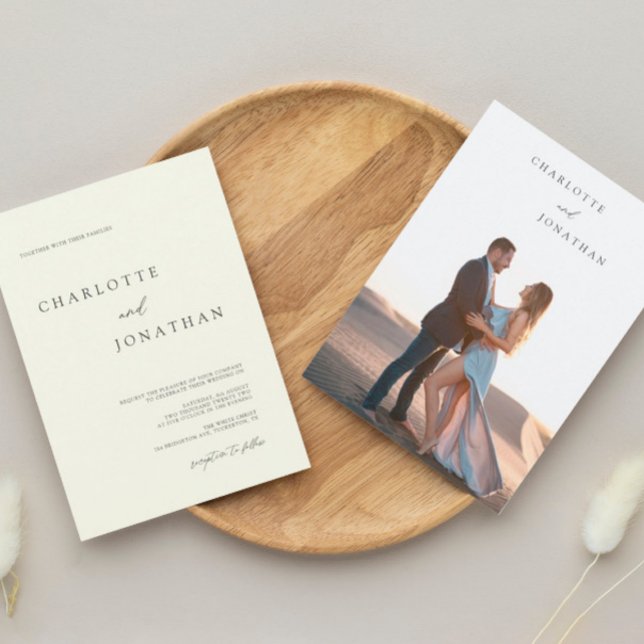 Modern Simple Photo Ivory Classic Wedding Invitation (Creator Uploaded)