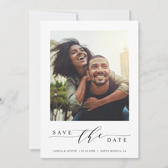 Modern & Simple Photo Save the Date Flat Card (Front)