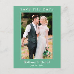 Modern Simple Photo Save The Date Neo Mint Postcard