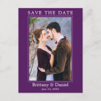 Modern Simple Photo Save The Date Purple