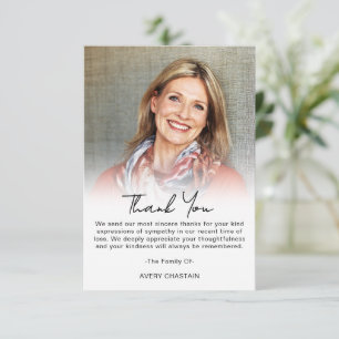 Modern Simple Photo Sympathy Funeral Thank You Card