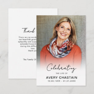 Modern Simple Photo Sympathy Funeral Thank You Card