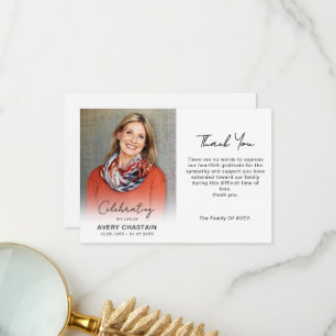 Modern Simple Photo Sympathy Funeral Thank You Card