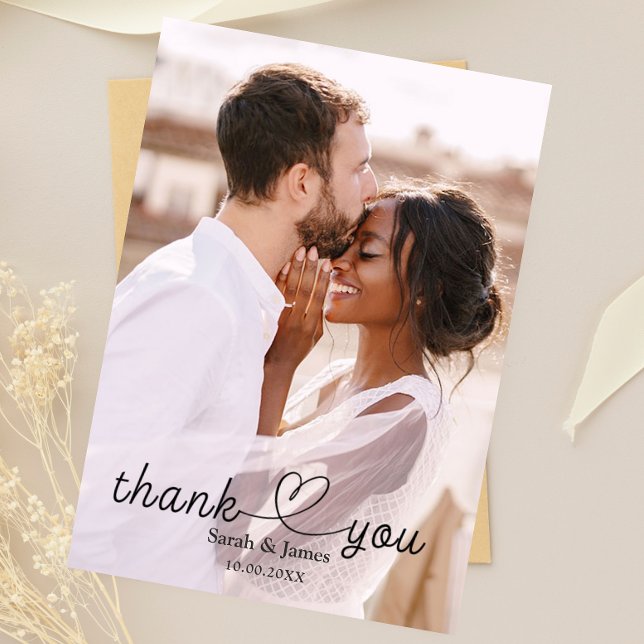 Modern Simple Photo Thank You Calligraphy Wedding (Creator Uploaded)