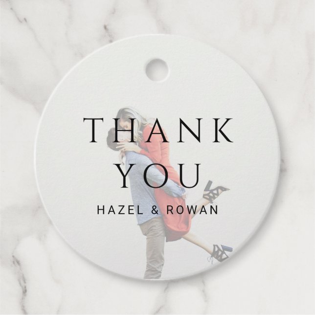Modern Simple Photo Wedding Favour Tags (Front)