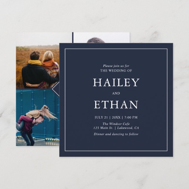 Modern Simple Photo Wedding Invitation (Front/Back)