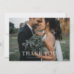 Modern Simple Photo Wedding Note Horizontal Thank You Card