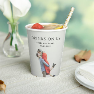 Modern Simple Photo Wedding Paper Cups