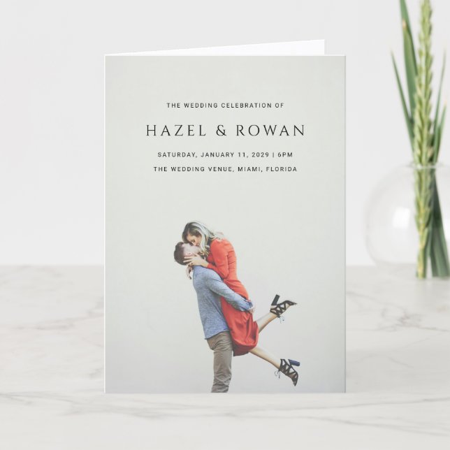 Modern Simple Photo Wedding Program (Front)
