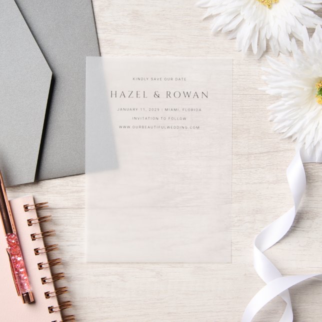 Modern Simple Photo Wedding Save the Date Vellum Invitations (Wedding)