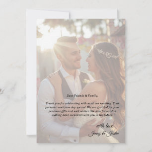 Modern Simple Photo Wedding Thank You Card W Note