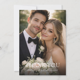 Modern Simple Photo Wedding Thank You Card W Note