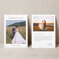 Modern Simple Photo Wedding Thank You Card W Note