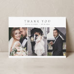 Modern Simple Photo Wedding W Note Multiphoto Thank You Card<br><div class="desc">Landscape simple modern wedding thank you card with note. 4 photos</div>