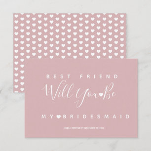 Modern Simple Pink and Hearts Bridesmaid RSVP Invitation