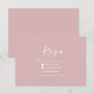 Modern Simple Pink and Hearts RSVP Invitation
