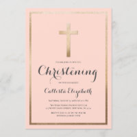 Modern Simple Pink Gold Cross Border Christening