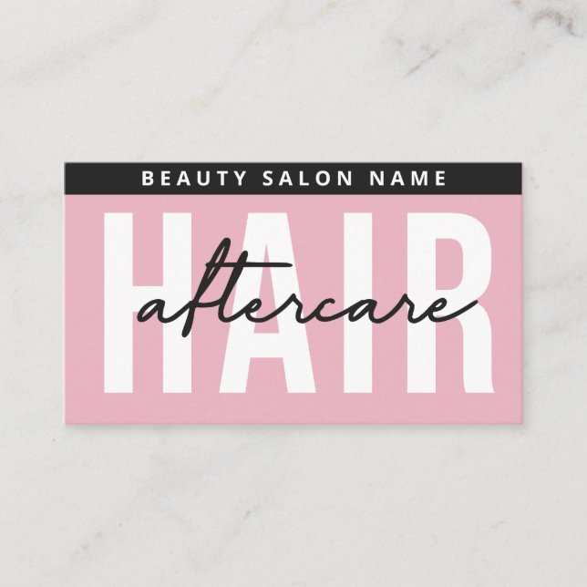 Modern Simple Pink Hair Extensions After Care  Bus Business Card (Front)