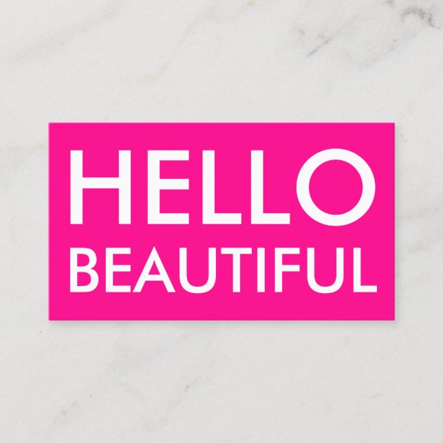 Modern simple pink hello beautiful business card (Front)