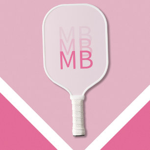 Modern Simple Pink Initial Monogram Pickleball Paddle