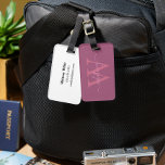Modern Simple Pink Monogram Name & Initial Luggage Tag<br><div class="desc">A modern and simple pink monochrome monogram name & initial.</div>
