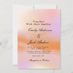 Modern simple Pink Orange Retro Wedding invitation