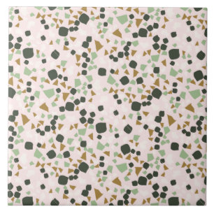 Modern Simple Pink Terrazzo Green Tile