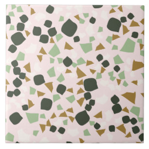 Modern Simple Pink Terrazzo Green Tile