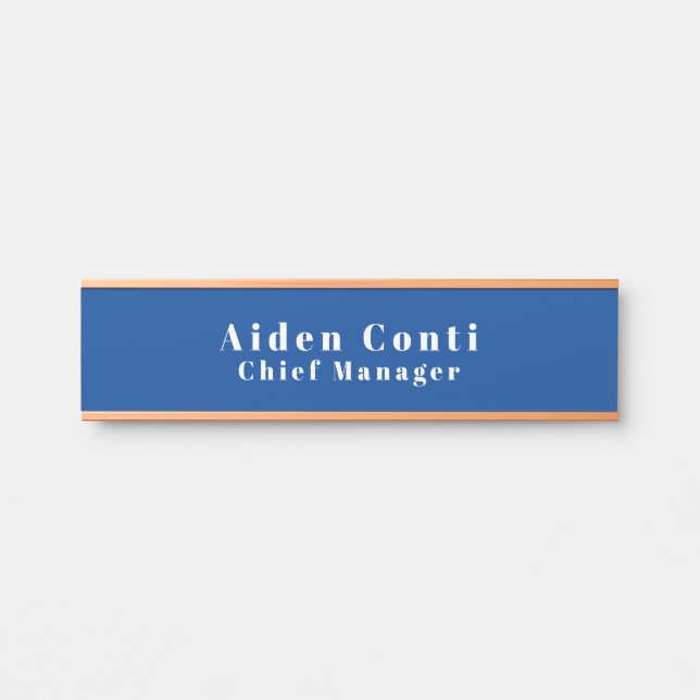 Modern Simple Plain Deep Blue Minimalist Door Sign (Front)
