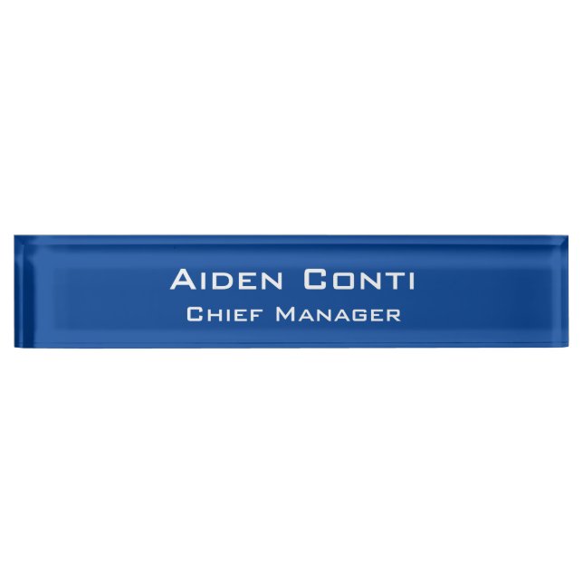 Modern Simple Plain Deep Blue Minimalist Nameplate (Front)