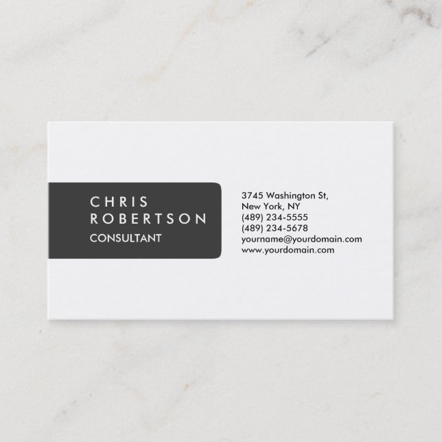 Modern Simple Plain Grey Attractive Business Card (Front)