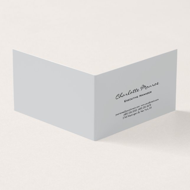 Modern Simple Plain Minimalist Professional Grey Business Card (Outside)