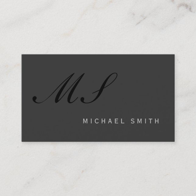 Modern Simple Plain Monogram Business Card (Front)