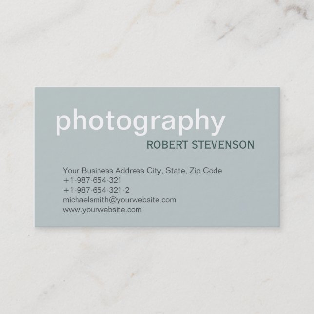 Modern Simple Plain Photography Business Card (Front)