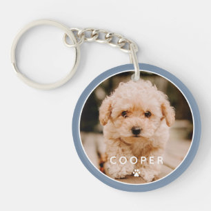 Modern Simple Playful Elegant Chic Paw Pet Photo Keychain