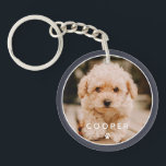Modern Simple Playful Elegant Chic Paw Pet Photo Keychain<br><div class="desc">This simple and classic design is composed of sans serif typography and add a custom photo of your pet.</div>