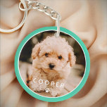Modern Simple Playful Elegant Chic Paw Pet Photo Keychain<br><div class="desc">This simple and classic design is composed of sans serif typography and add a custom photo of your pet.</div>