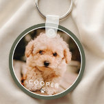 Modern Simple Playful Elegant Chic Paw Pet Photo Keychain<br><div class="desc">This simple and classic design is composed of sans serif typography and add a custom photo of your pet.</div>