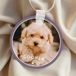 Modern Simple Playful Elegant Chic Paw Pet Photo Keychain<br><div class="desc">This simple and classic design is composed of sans serif typography and add a custom photo of your pet.</div>