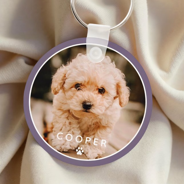 Modern Simple Playful Elegant Chic Paw Pet Photo Keychain (Creator Uploaded)