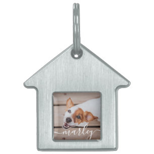 Modern Simple Playful Elegant Chic Pet Photo ID Tag